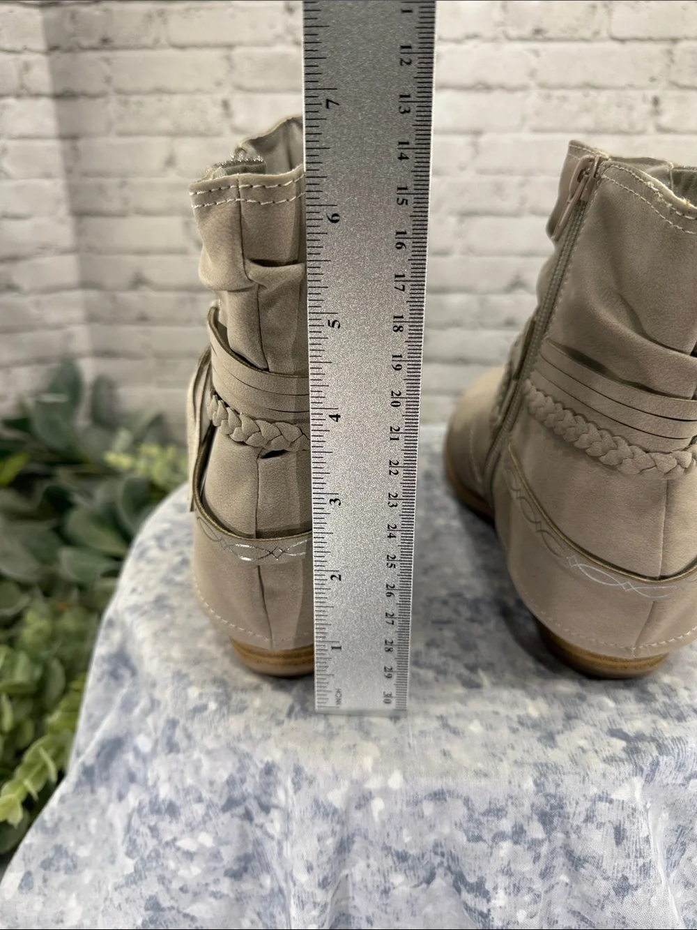 JELLY POP Kids “Harmony” Taupe Western Strappy Zip Boot Girls 4M 🤎 NWOT